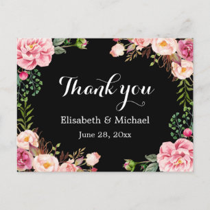 Carte Postale Belle enveloppe de couronne fleurie - Merci