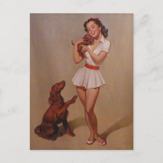 Carte Postale Belle épingle Vintage fille