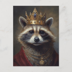 Carte Postale Belle Fairytale Raccoon dans une couronne