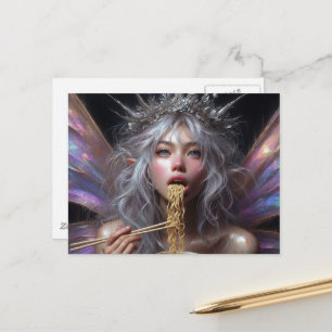 Carte Postale Belle Fée mangeant quelques nouilles