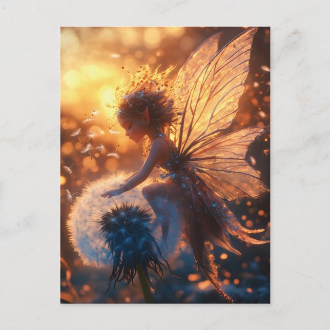 Carte Postale Belle fée solaire avec Dandelion (Devant)