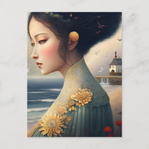 Carte Postale Belle Femme à la mer
