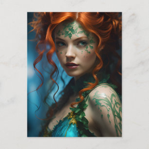 Carte Postale Belle femme à tête rouge