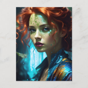 Carte Postale Belle femme à tête rouge