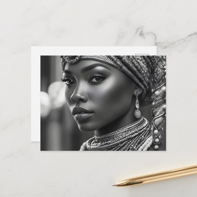 Carte Postale Belle femme africaine (Devant/Arrière en situation)