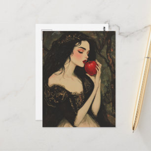 Carte Postale Belle Femme Avec une Pomme Rouge Conte de Fée Vint
