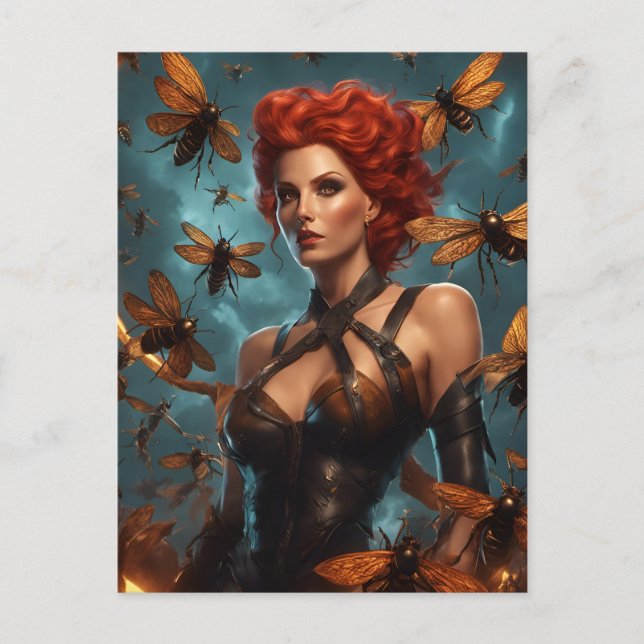 Carte Postale Belle Femme Déesse Abeille (Devant)