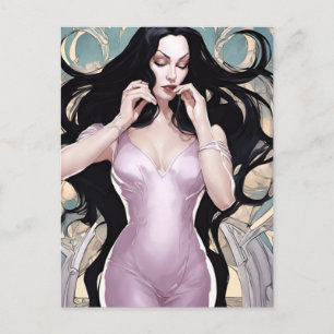 Carte Postale Belle Femme En Rose