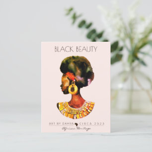 CARTE POSTALE BELLE FEMME NOIRE AFRICAINE REINE OR NECKLACE