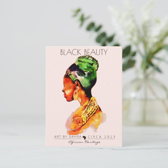 CARTE POSTALE BELLE FEMME NOIRE AFRICAINE REINE OR NECKLACE (Debout devant)