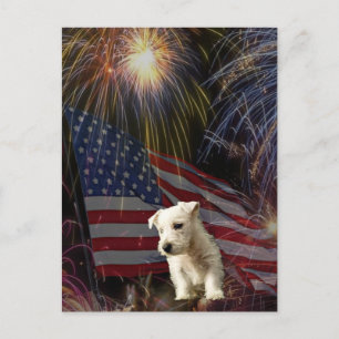 Carte Postale Belle fête des feux d'artifice - Westie Design