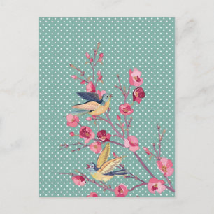 Carte Postale Belle fleur vintage de printemps chic girly