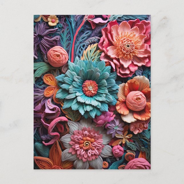 Carte Postale Belle Florale Victorienne Élégante Jolie Fleurs (Devant)