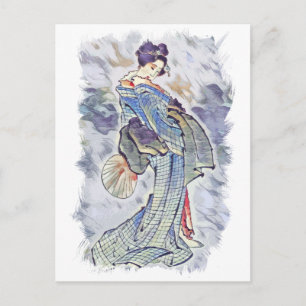 Carte Postale Belle Geisha / Style art japonais Vintage
