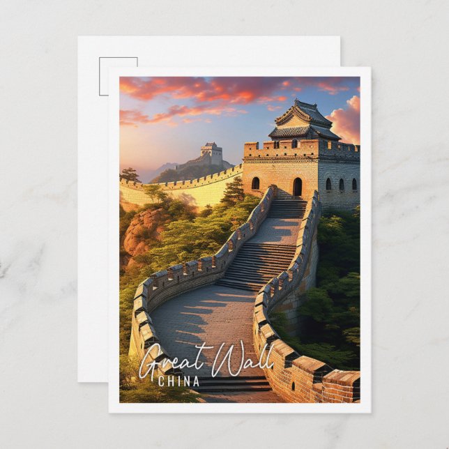 Carte Postale Belle Grande Muraille de Chine (Devant / Derrière)