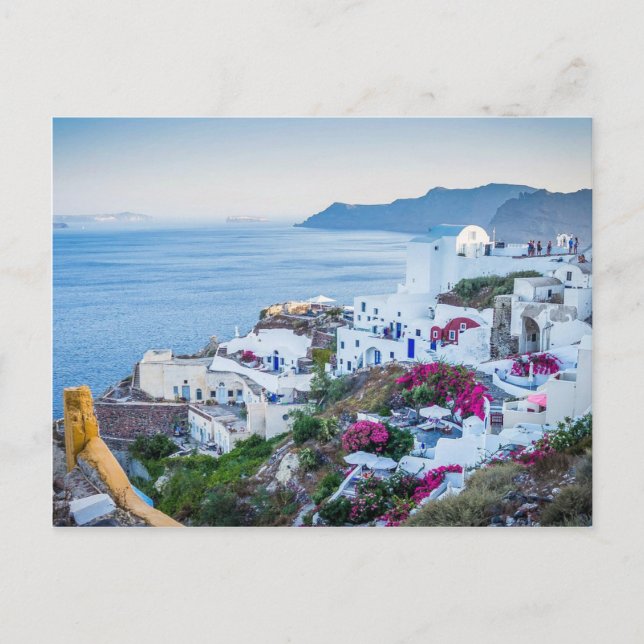 Carte Postale Belle Grèce Santorin Mer Bleue Maison Blanche (Devant)