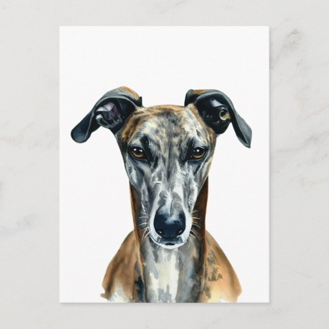 Carte Postale Belle illustration de Greyhound brindle (Devant)