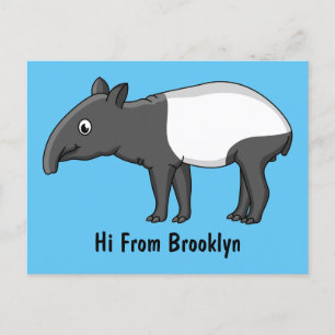 Carte Postale Belle illustration de tapir de dessin animé