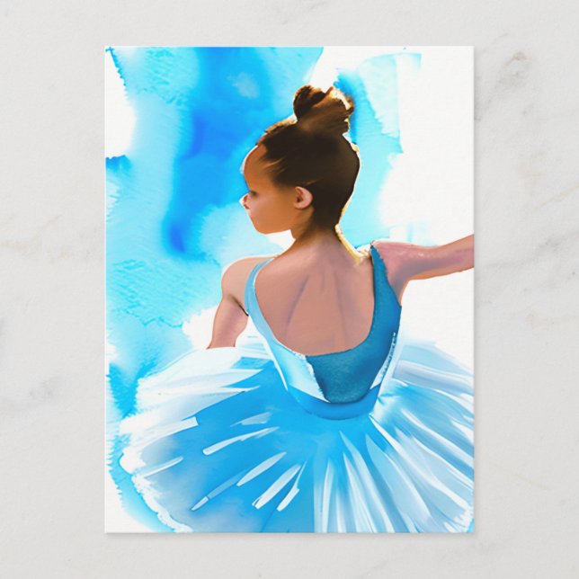 Carte Postale Belle jeune Ballerina en bleu (Devant)