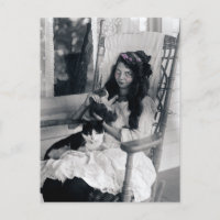 Belle jeune fille avec chats Chat Circa 1910