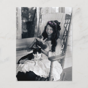 Carte Postale Belle jeune fille avec chats Chat Circa 1910
