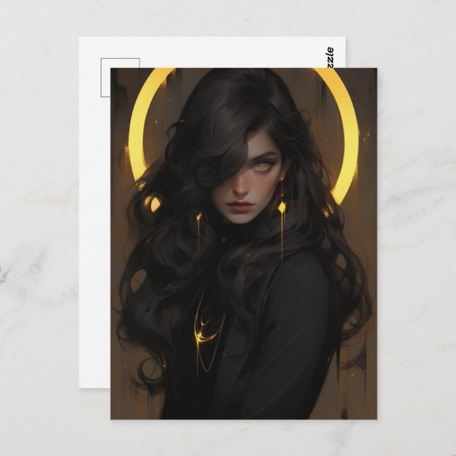 Carte Postale Belle jeune sorcière (Devant / Derrière)