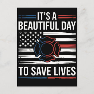 Carte Postale Belle Journée Pour Sauver Des Vies Pompiers PNG
