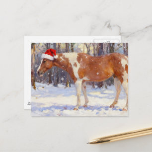 Carte Postale Belle jument Paint Horse de Noël