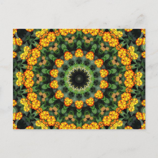 Carte Postale Belle Lantana orange et jaune Kaleidoscope 2 (Devant)