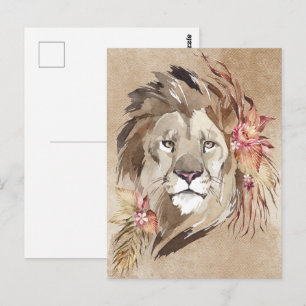 Carte Postale Belle Lion Aquarelle