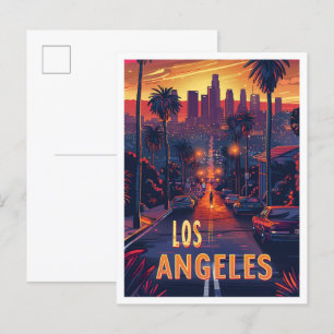 Carte Postale Belle Los Angeles USA Illustration Travel