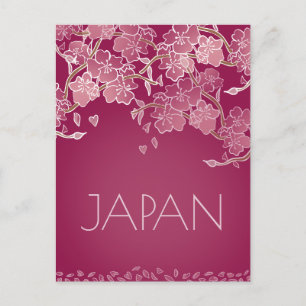 Carte Postale Belle main de fleur Sakura japonaise illustrée