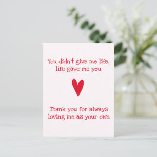 Carte Postale Belle-mère 'Merci'   La Saint-Valentin de Red Hear