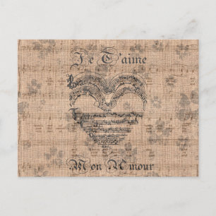 Carte Postale Belle musique ancienne notes coeur