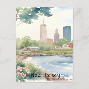 Carte Postale Belle œuvre d'art aquarelle vintage du New Jersey