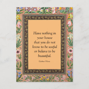 Carte Postale Belle ou utile, Citation de William Morris, Post