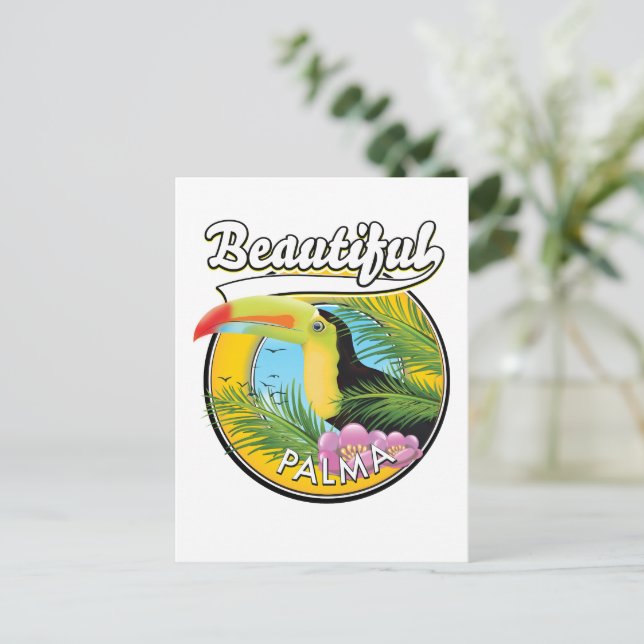 Carte Postale Belle Palma, logo toucan  (Debout devant)