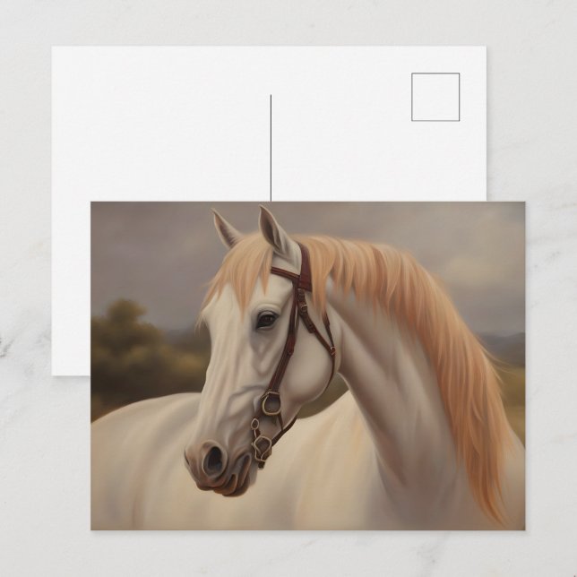 Carte Postale Belle peinture de chevaux (Devant / Derrière)
