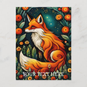 Carte Postale Belle peinture Fairy Spring Floral Fox