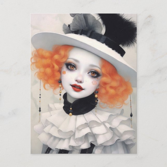 Carte Postale Belle Pierrot Girl, Imaginaire Art (Devant)
