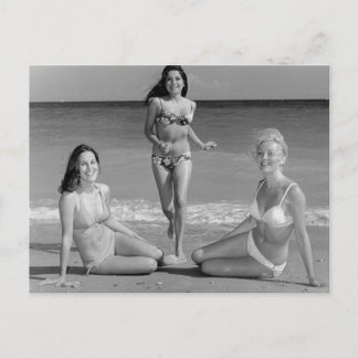Carte Postale Belle Plage Bikini Temps d'été Filles