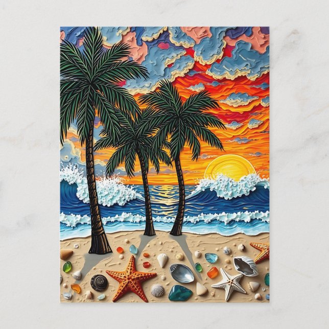 Carte Postale Belle plage Happy | Salut (Devant)