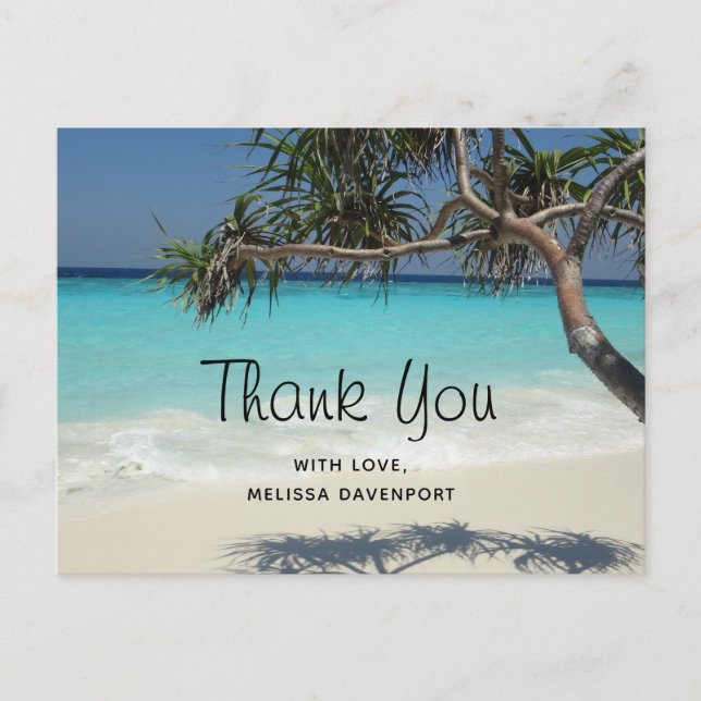 Carte Postale Belle plage tropicale Ocean Paradise Merci (Devant)