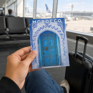 Carte Postale Belle porte bleue de la médina de Chefchaouen au M