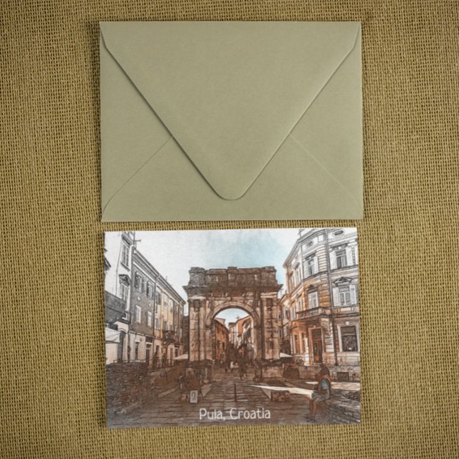 Carte Postale Belle Pula Croatie Ville Peinture (pula croatia istria city postcard)