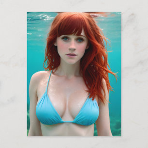 Carte Postale Belle Red Haired Woman Photographie sous-marine