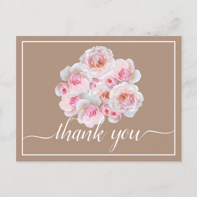 Carte Postale Belle rose Roses Couleur fond Merci chic (Devant)
