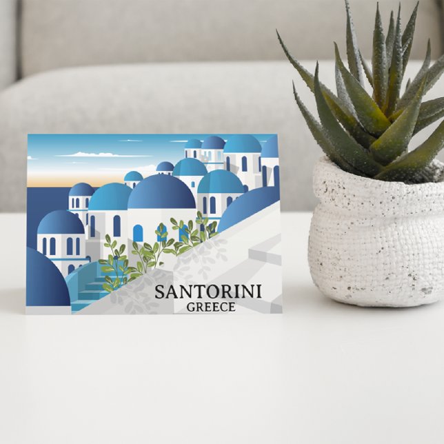 Carte Postale Belle Santorin Grèce (Santorini Greece Blue White Travel Postcard)