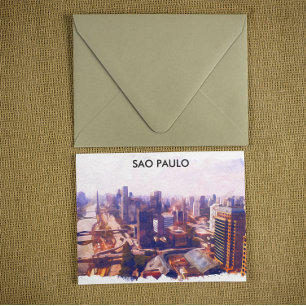 Carte Postale Belle Sao Paulo Brésil Skyline Peinture