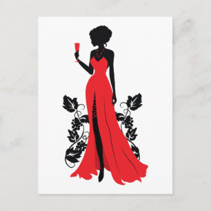 Carte Postale Belle silhouette de jeune femme avec verre